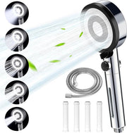 Douchekop con filtro - Alta pressione - 5 funzionalità di spruzzo - 1 pezzo - Acciaio inox - Plastica