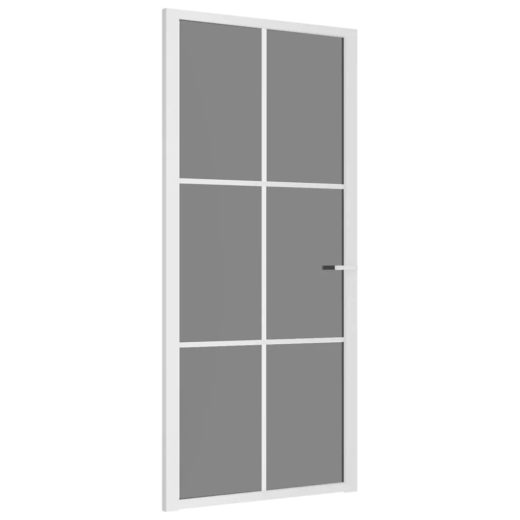 Porta Interna 93x201,5 cm Bianca in Vetro ESG e Alluminiocod mxl 105522