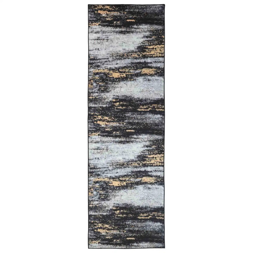 Runner Tappeto LESAKA Nero e Oro 100 x 450 cm Velluto diamante 42045310