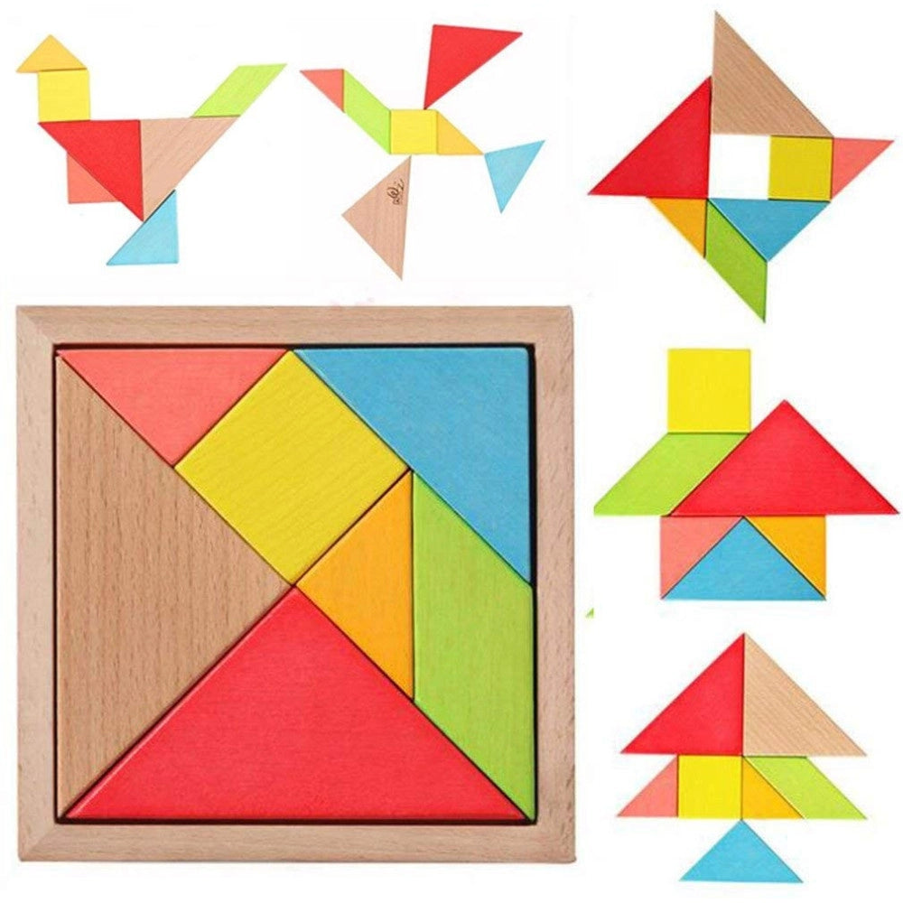 Trade Shop - Puzzle Gioco Interattivo 3d In Legno Educativo Bambini Forme Geometriche Tangram -