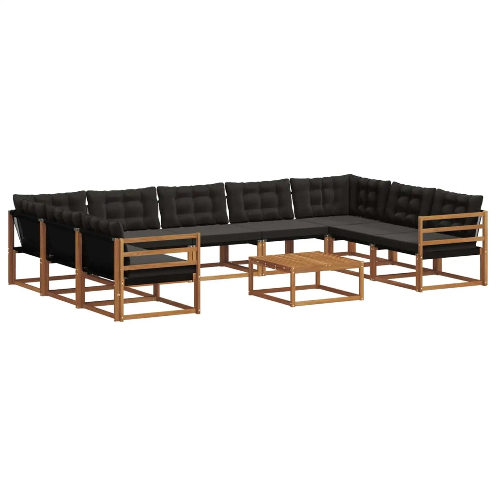 Set di divani da esterno con cuscino 10 pcs Naturale e Nero 3369855