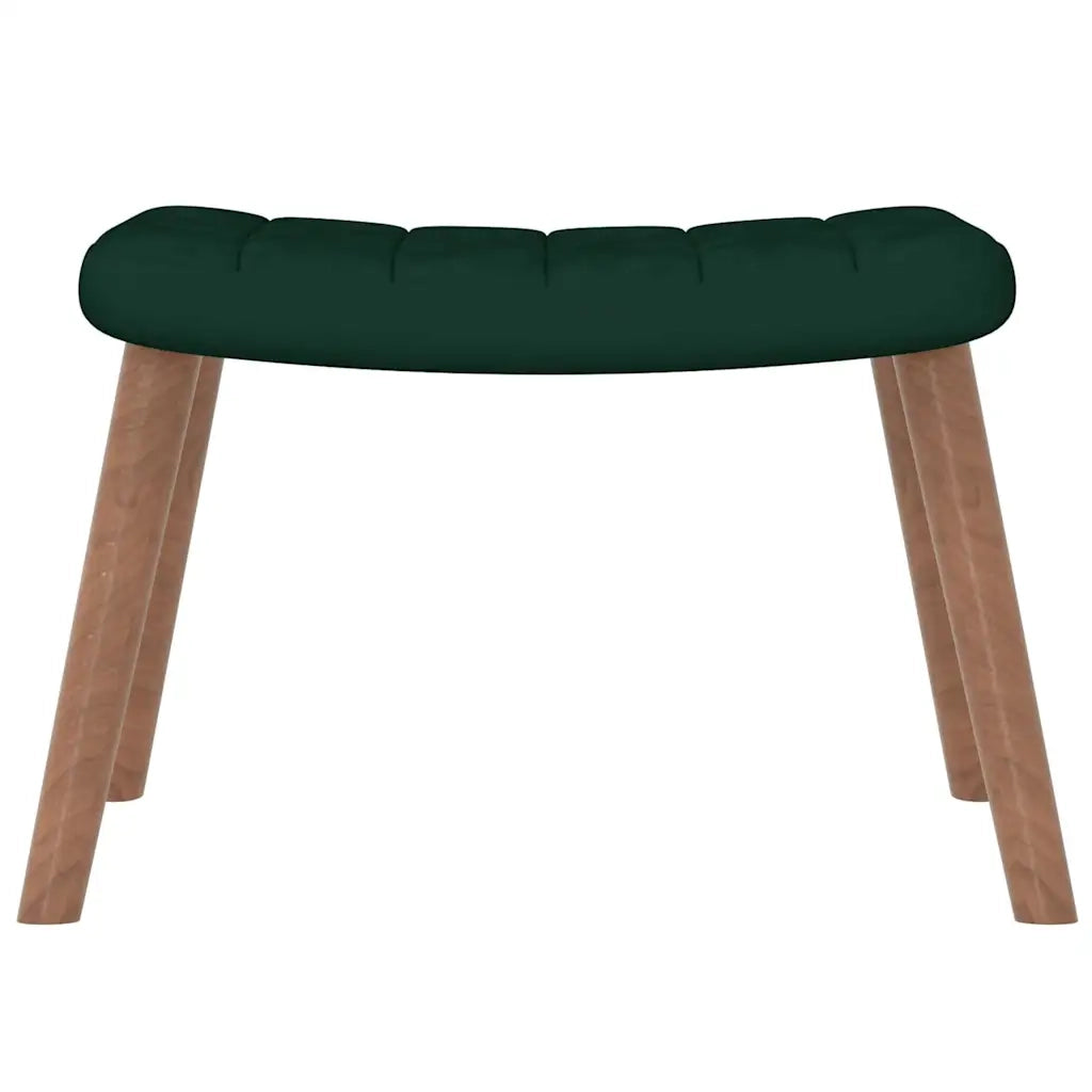 Poltrona a Dondolo | Sedia Relax con Poggiapiedi Verde Scuro in Velluto