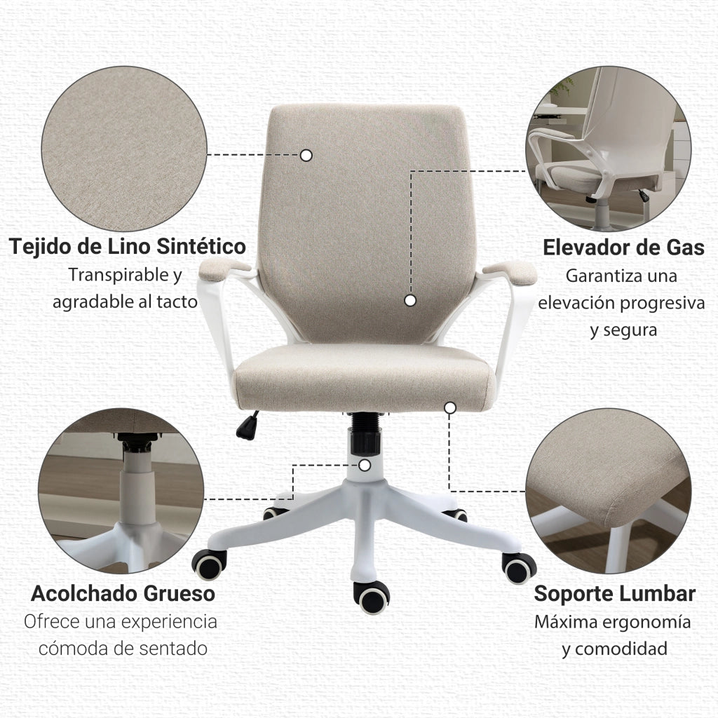 Sedia da ufficio girevole con braccioli altezza regolabile ¨C Xylo ¨C Beige 62x69x92-100 cm