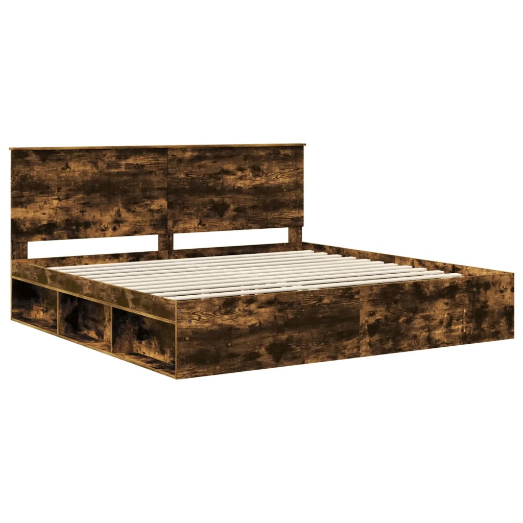 Struttura del letto Rovere fumé 200 x 200 cm Pino massello 3410969