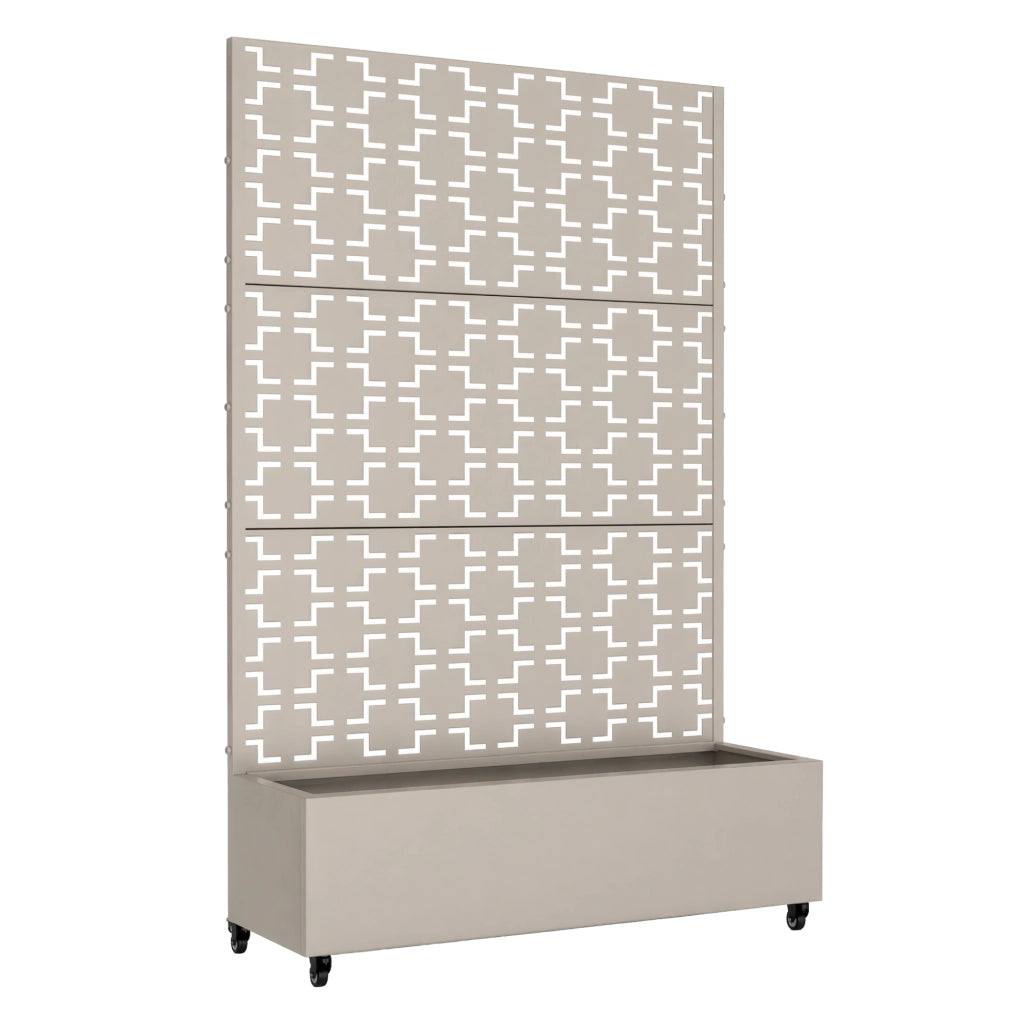 Fioriera con Spalliera Aaskis a Rotelle in Acciaio 190 x 120 x 38 cm - Beige casa.pro