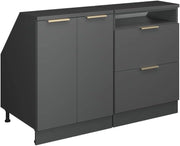 Set di mobili sottotetto Rion, Antracite-oro, 120 cm Set di 2 carcasse armadio profondità 60 cm, adatto per il salvaspazio sotto tetti spioventi