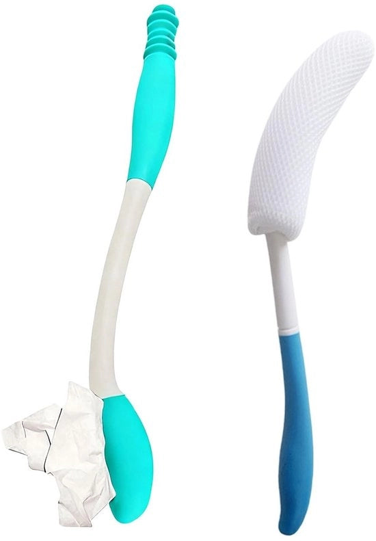 Spazzola per doccia in plastica di alta qualità - Manico in acciaio lungo - Grip di chiusura - Adatto per disabili - Promuove l'autonomia - Aiuto per l'accesso