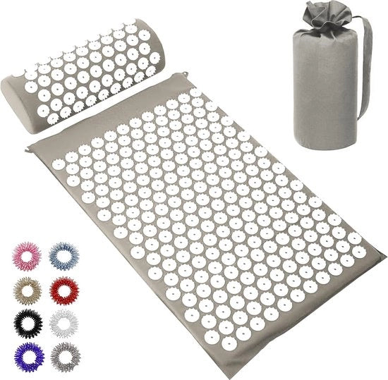 Mat e massaggio con set di cuscini per acupressione e acupuntura per la rilassamento e la riduzione della tensione muscolare dopo l'esercizio fisico - con tasca portatile