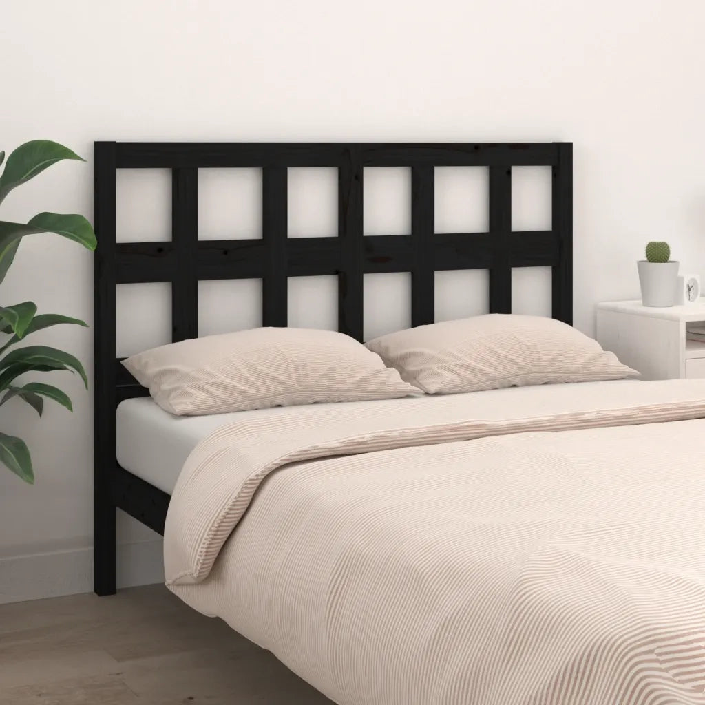 Testiera per Letto-Testata-Testiera Decorativa Nera 185,5x4x100cm in Legno Massello di Pino 851421