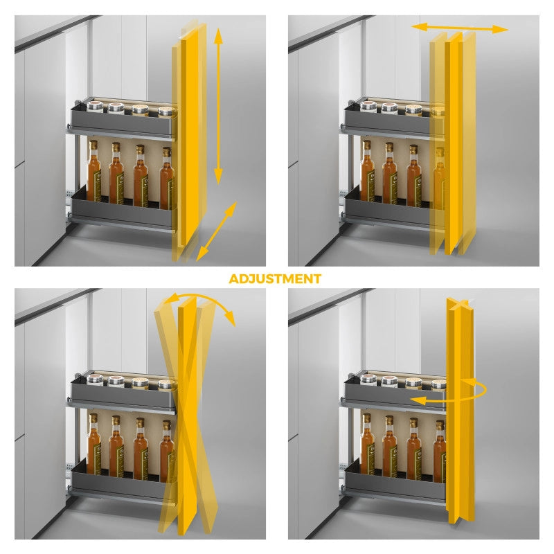 Carrello estraibile Harmony con chiusura soft, Modulo larghezza 300mm altezza 700mm, Acciaio e Legno, Grigio antracite