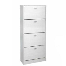 GAIA SCARPIERA 4 ANTE A RIBALTA IN LEGNO 63 X 24 X 150 CM COLORE BIANCO