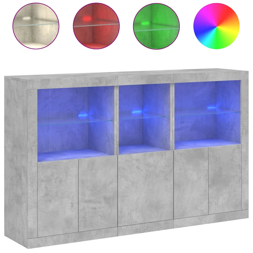 Credenza con Luci LED Grigio Cemento 162x37x100 cmcod mxl 133827