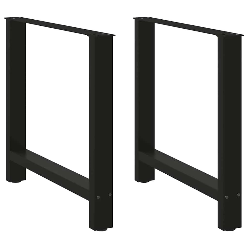 Set di 2 gambe per tavolo da pranzo moderne geometriche e robuste in acciaio nero 70 x 73 cm 02_0057548
