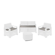 Set Rattan Bellagio bianco Divano Tavolo e Poltrone – Arredo Giardino
