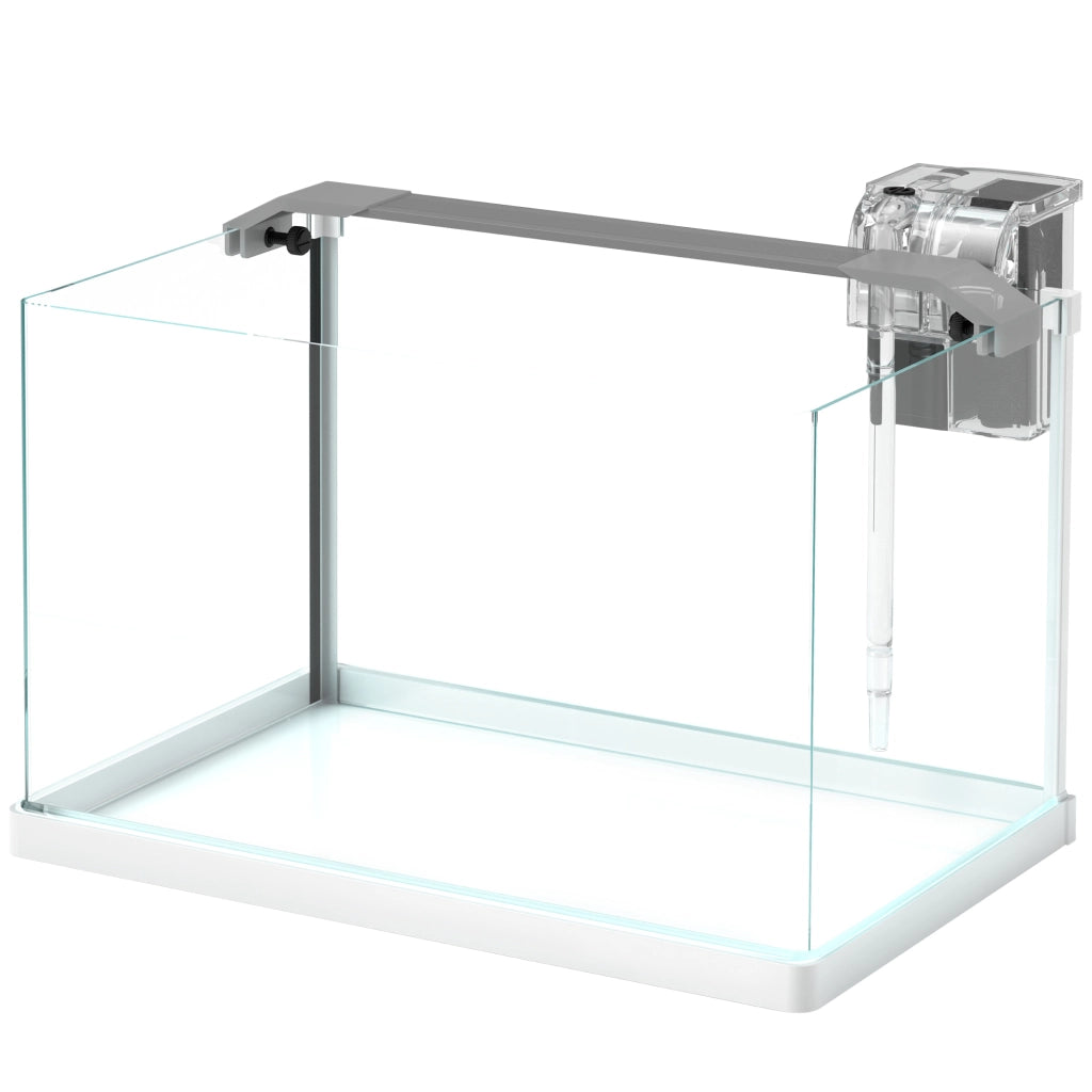 Acquario in vetro con luci LED e pompa filtro 20L ¨C zephmum ¨C bianco 38x26x27 cm
