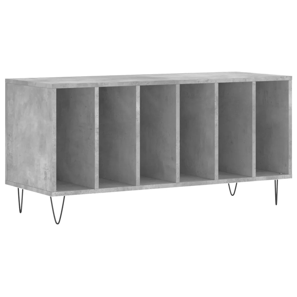 Mobiletto porta dischi in vinile pratico e in stile industriale 100 x 38 x 48 cm in legno composito grigio cemento 02_0049150