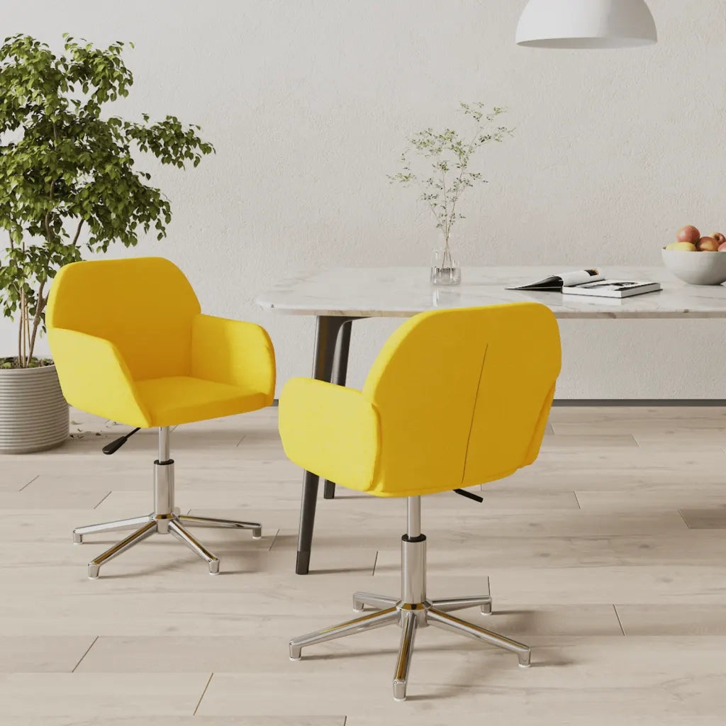 Sedie da Pranzo Girevoli 2 pz Giallo Senape in Tessuto