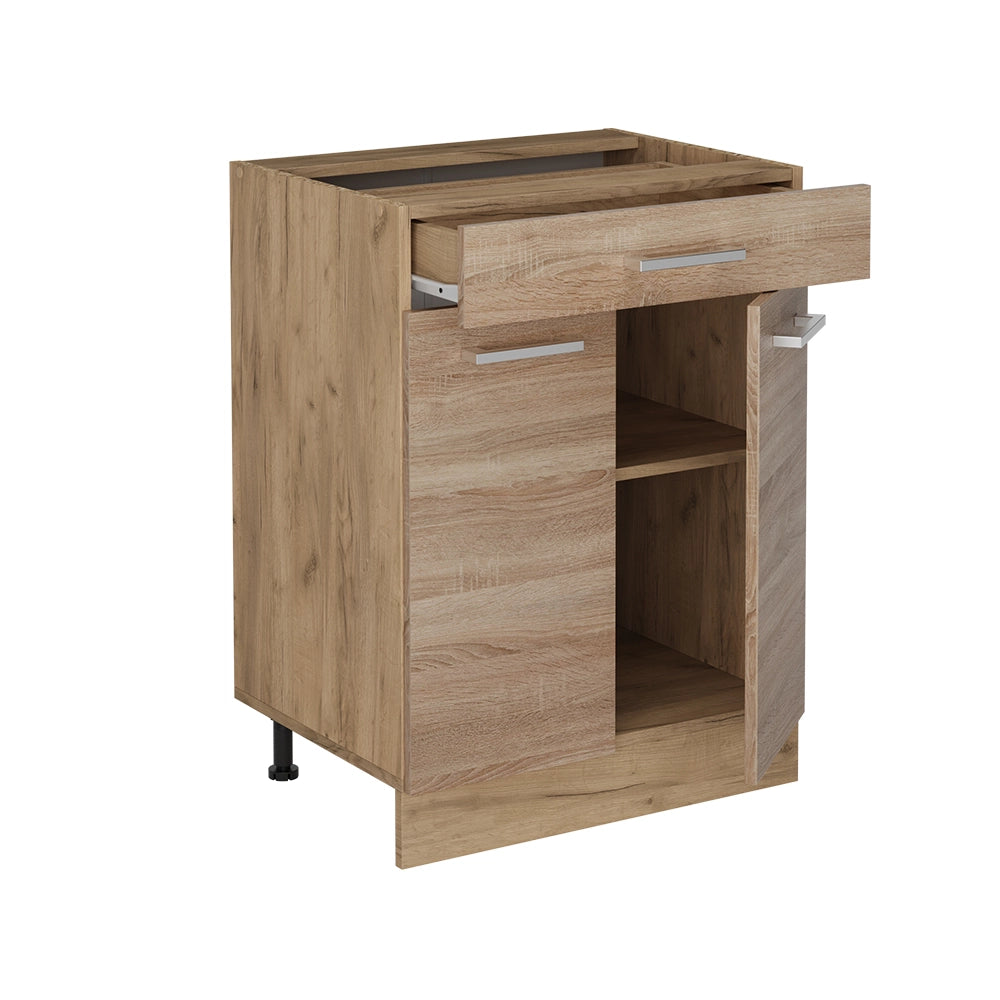 Mobiletto base per cucina R-Line Sonoma/Rovere dorato 60 cm con cassetto, senza piano di lavoro Vicco