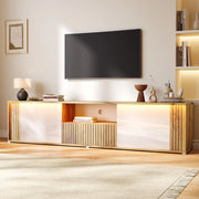 Mobile TV con LED; 2 ante; 1 cassetto; 180x40x51 cm; bianco e naturale
