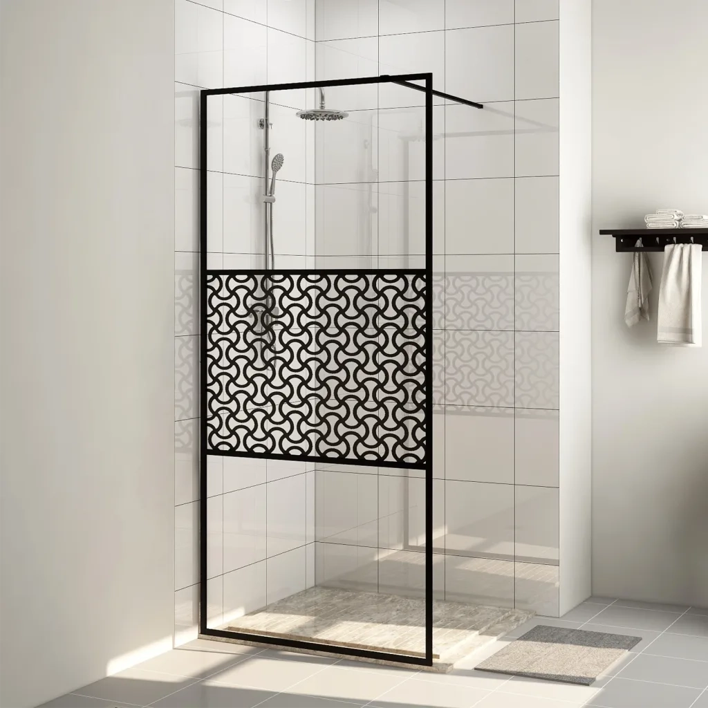 Parete per Doccia Walk-in Vetro Trasparente ESG 80x195 cm Nera cod mxl 44082