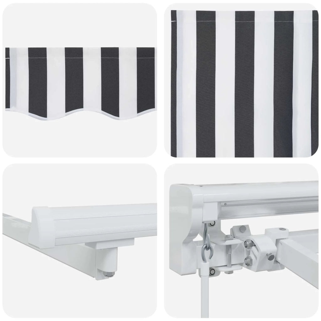 Cornice per Tenda Manuale con LED Antracite e Bianco 3,5 x 2 m