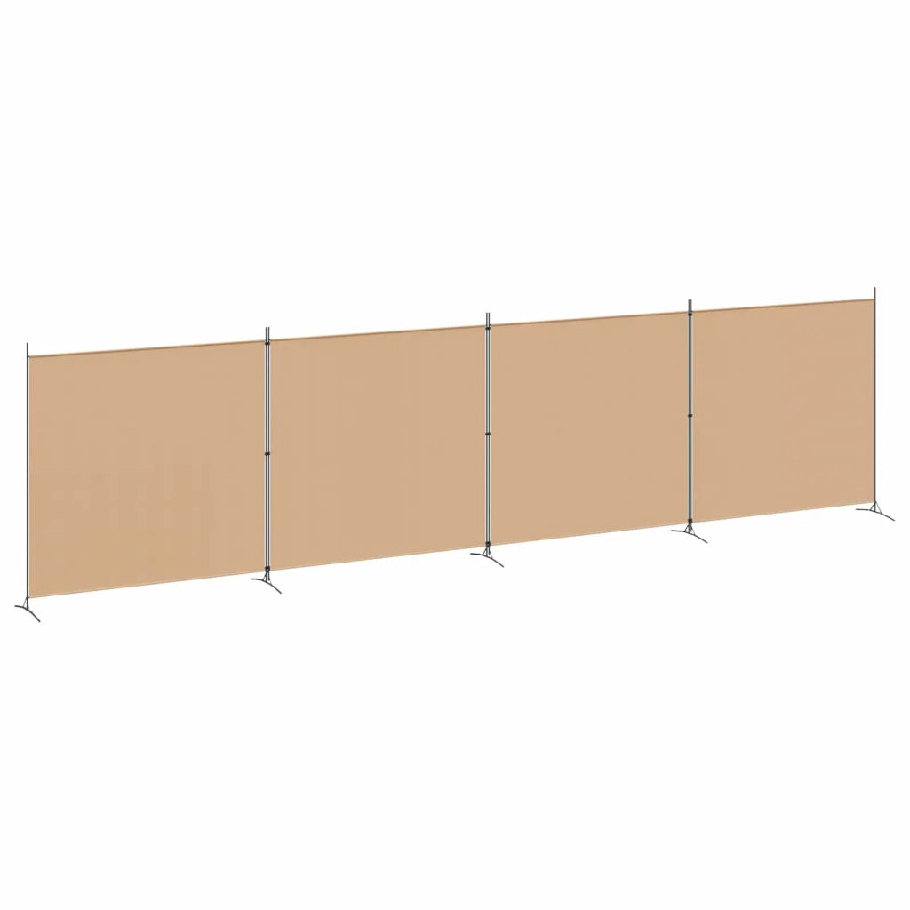 Divisorio Ambienti | Divider per stanze | Paravento a 4 Pannelli Beige 698 x 180 cm Tessuto