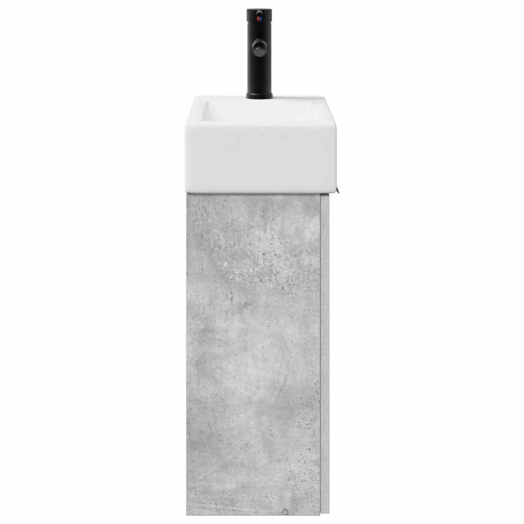 Mobile bagno con rubinetto Grigio Cemento 45,5 x 22,5 x 84 cm 889436