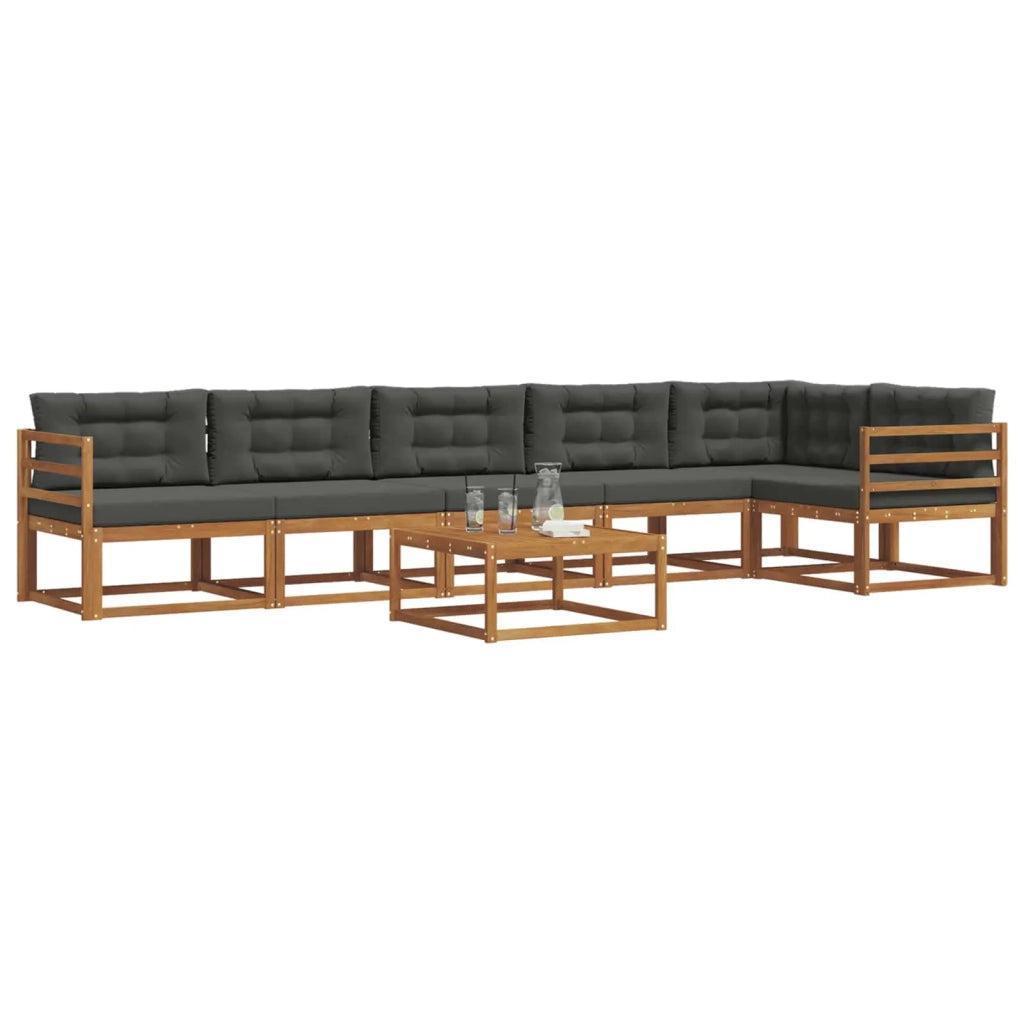 Set di divani da esterno con cuscino 7 pcs Naturale e Antracite