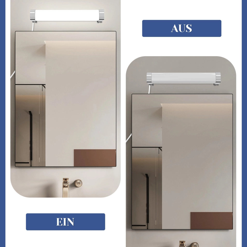 ZMH Lampada da bagno a LED con spina 37CM cromata Lampada da bagno camera da letto IP44