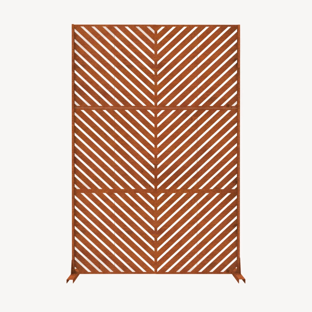 Pannello Divisorio Kekan con Struttura Decorativa in Acciaio Corten 180 x 120 cm - Marrone Ossidato casa.pro