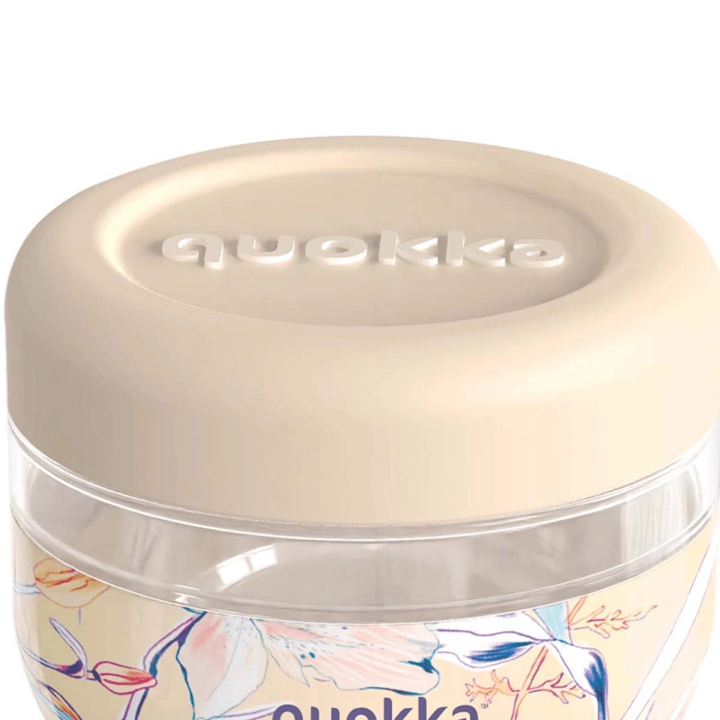 Contenitore Alimentare con Motivo Vintage Floreale 500ml con Coperchio Beige Quokka