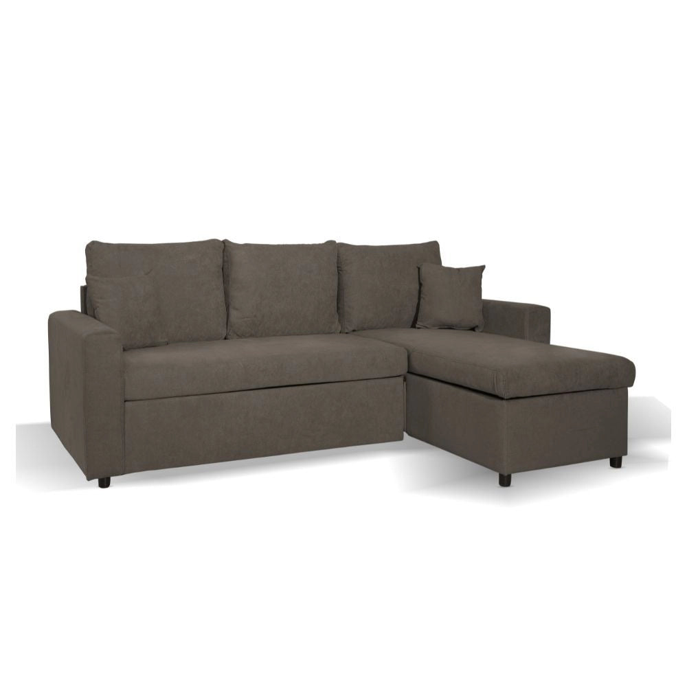 Divano con penisola reversibile funzione letto Golf tessuto khaki Enjoy09 225x148x91H
