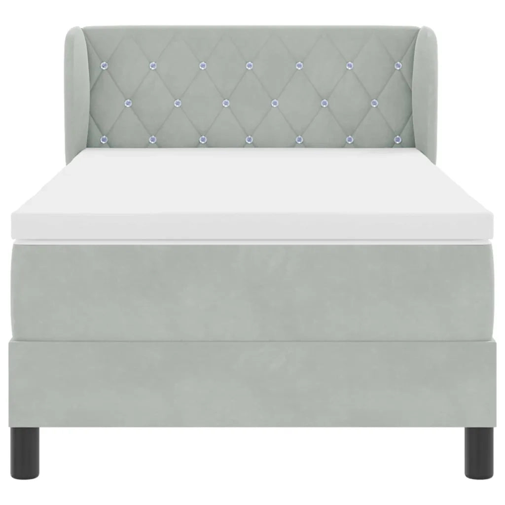 Letto a molle con testiera Grigio chiaro 100 x 200 cm Velluto 3340322