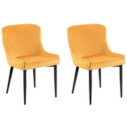 Set di 2 sedie da pranzo imbottite in velluto giallo trapuntato