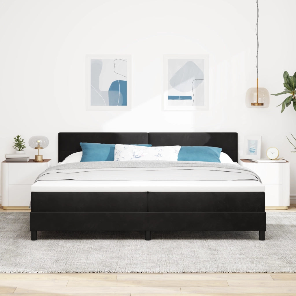 Letto con Box Spring e Materasso & LED Nero 200x200 cm Velluto