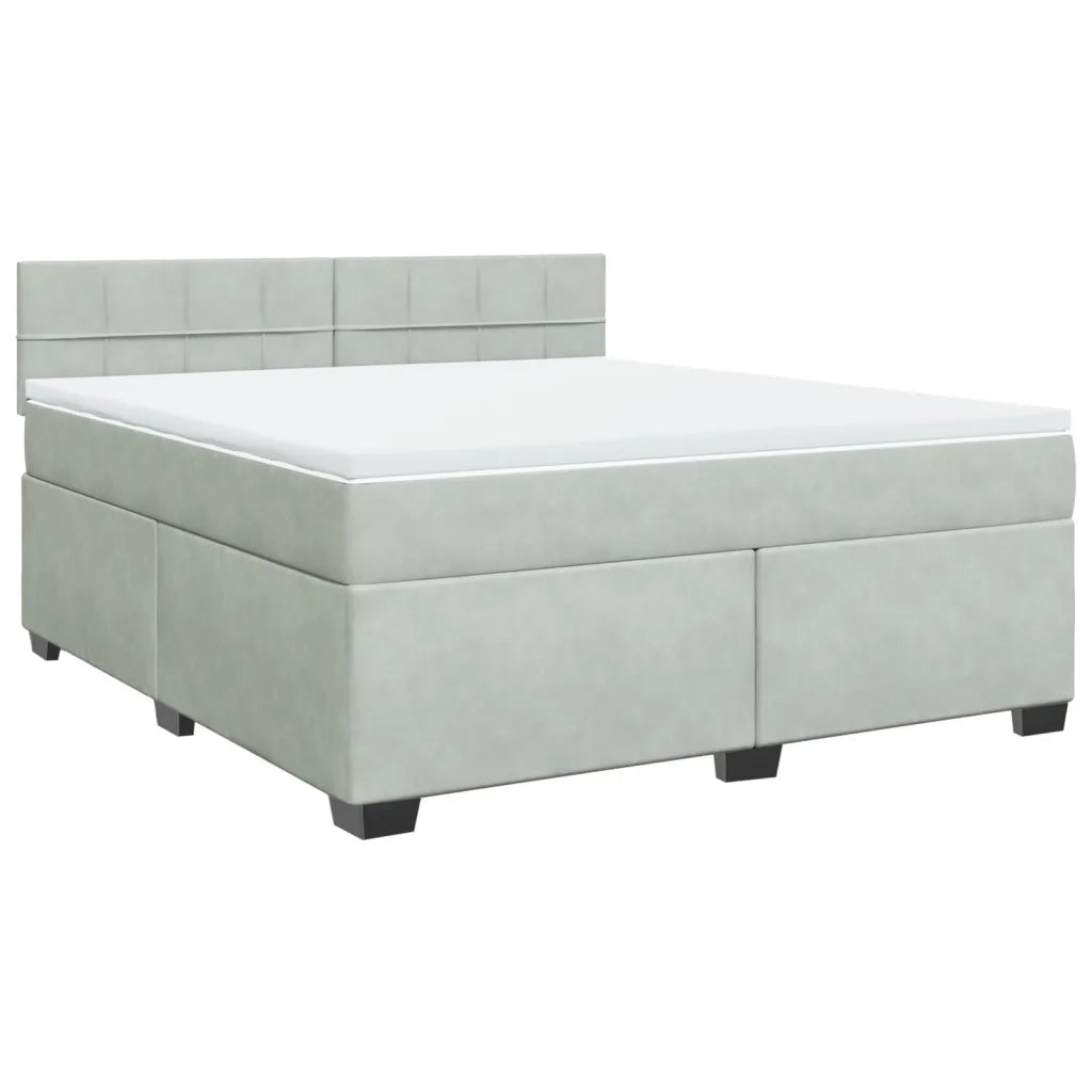 Giroletto a Molle con Materasso Grigio Chiaro 180x200cm Velluto