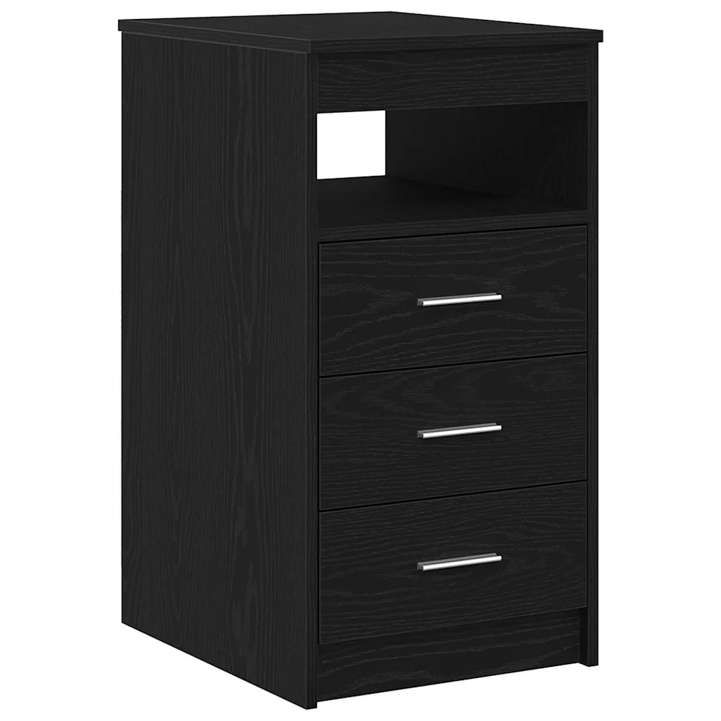 Cassettiera Rovere Nero 40x50x76 cm in Legno Multistrato