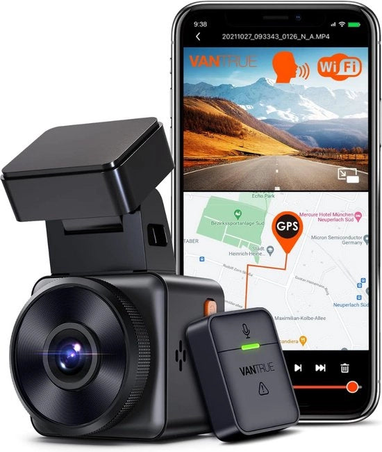 Cannoncino per auto - Mini cannoncino con WiFi / telecamera wireless con HDR notturno - registrazione continua - sensore G - 512GB