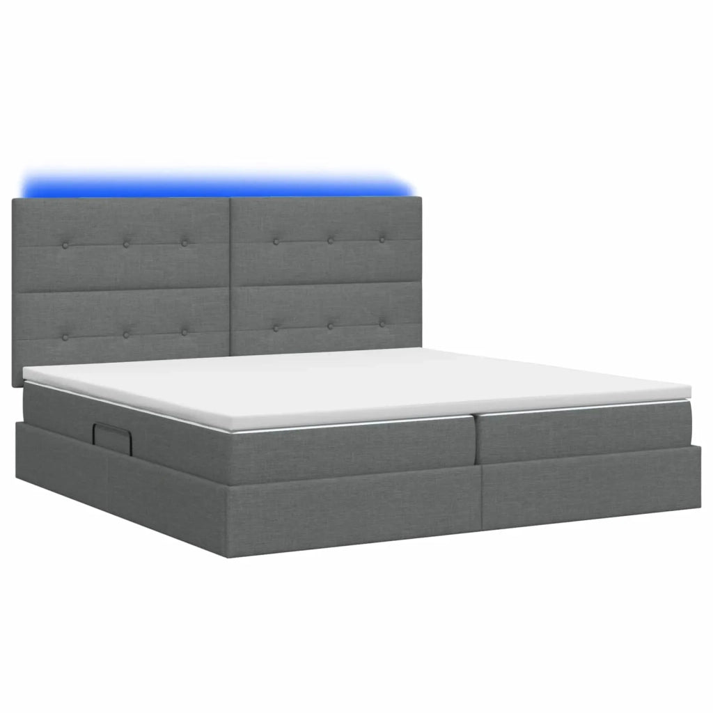 Letto con contenitore LED e materasso Grigio Scuro 200 x 200 cm 3459967