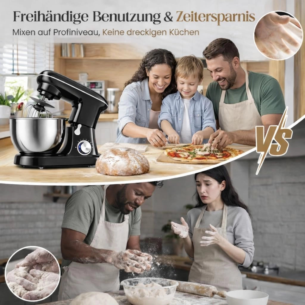 ZMH Frusta elettrica per uova nera 1400W 5L utensili da forno per cottura al forno e frullaggio della panna
