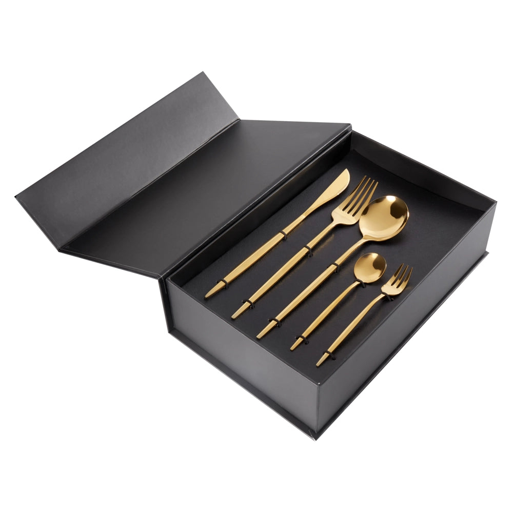 Set di posate in acciaio inox oro 30 pezzi per 6 persone Coltello Cucchiaio Forchetta Cucchiaio Forchetta per torte Design moderno