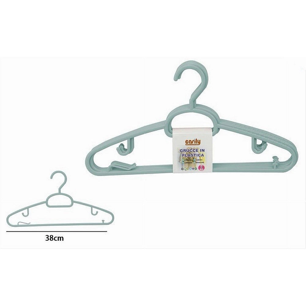 Trade Shop - Set 5 Pz Grucce Plastica Stampelle Appendiabito Pantaloni Giacche Azzurro 79327 -