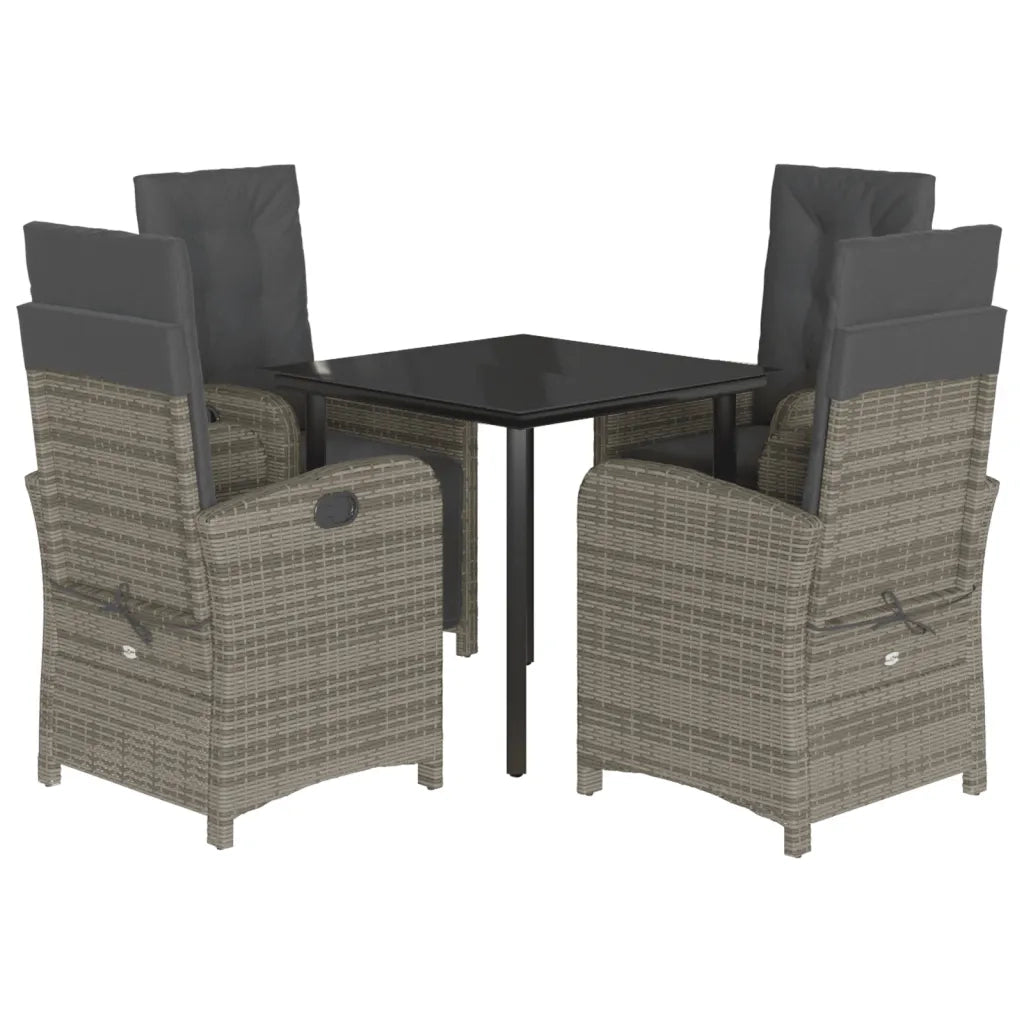 Set da Pranzo da Giardino 5 pz con Cuscini in Polyrattan Grigio 3212362