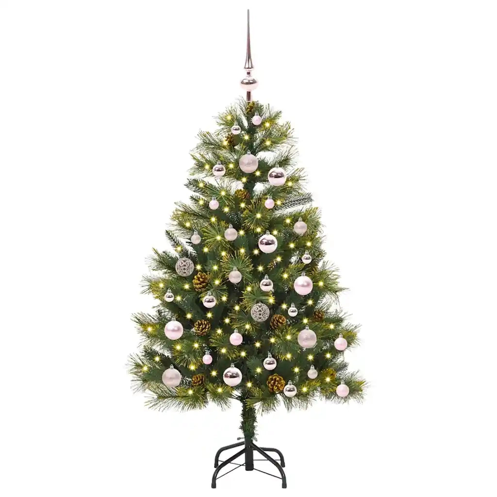 Albero di Natale artificiale pieghevole con coni Verde 120 cm 3395073
