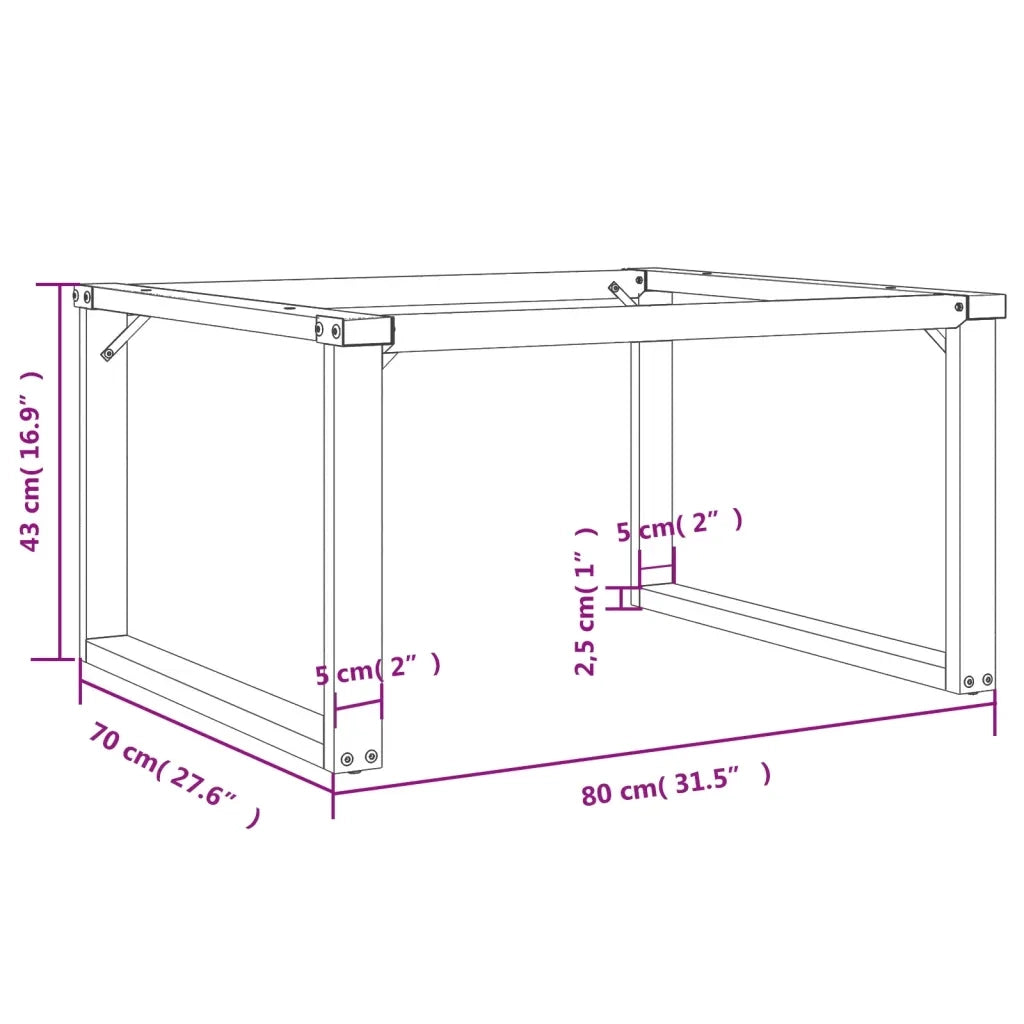 Telaio Gambe a O per Tavolino da Salotto-Gamba per Tavolo 80x70x43 cm in Acciaio