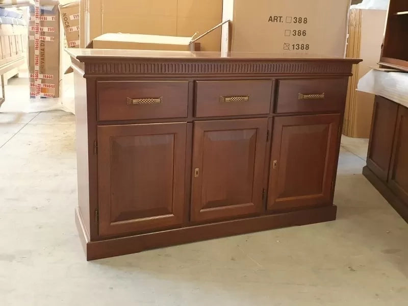 Madia credenza classica 3 porte legno tinta noce 150x47x96 - Mobili 2G