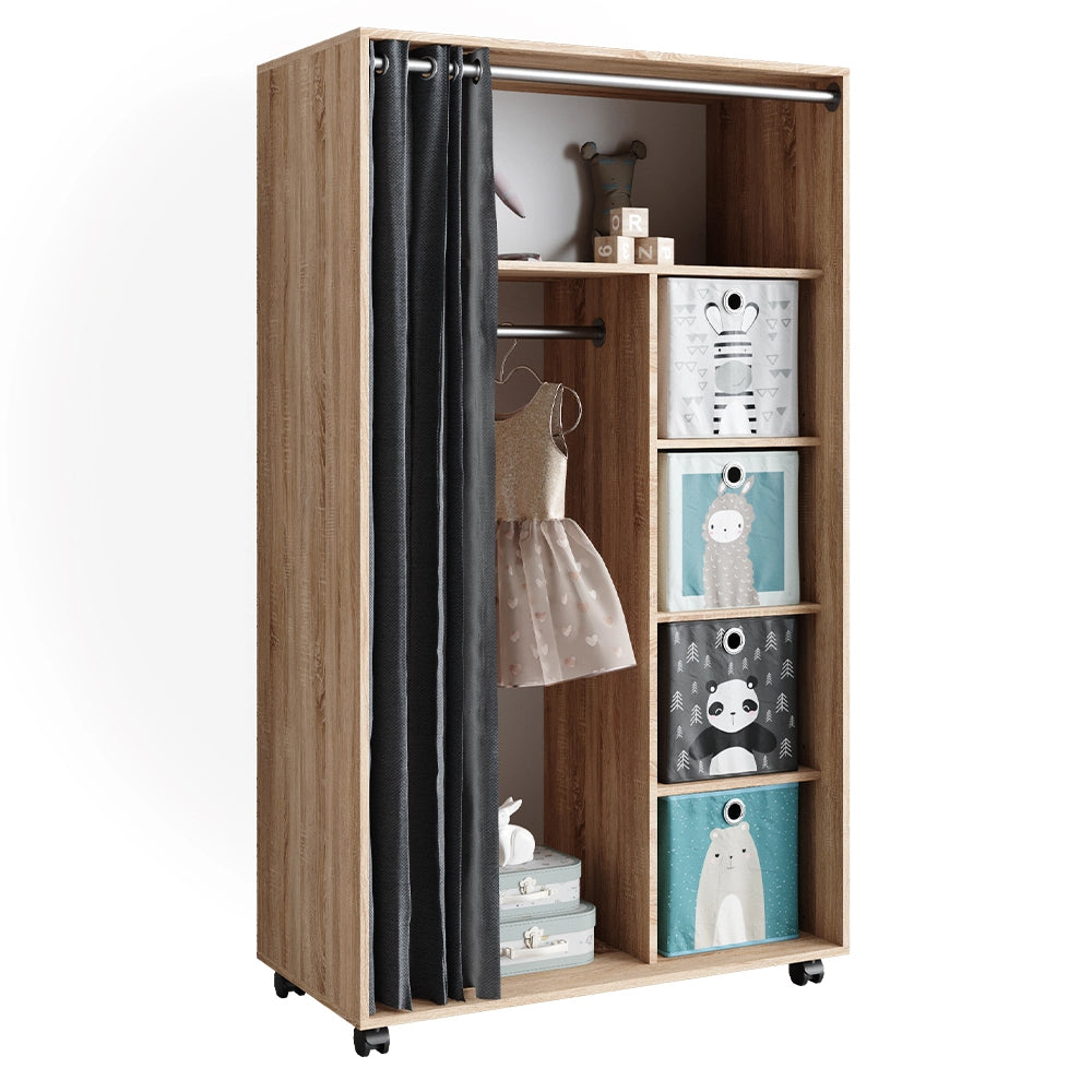 Vicco Armadio multifunzione Sonoma 100 x 168 cm aperto, con rotelle