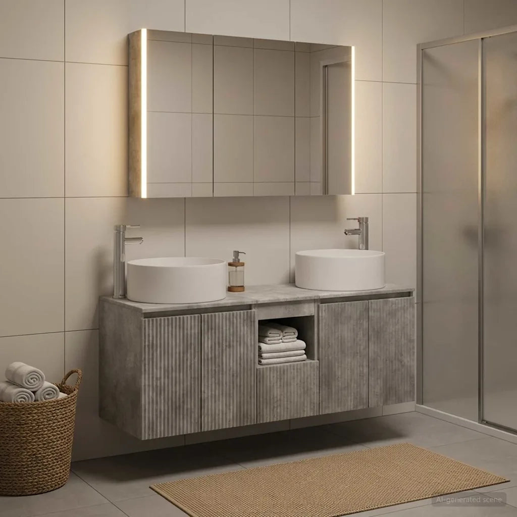 Set di Armadi da Bagno 4 pcs Grigio Cemento 3406586