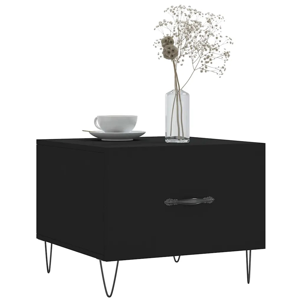 2 pz Tavolini da salotto | Tavolino da caff¨¨ | Tavolino da Soggiorno Neri 50x50x40 cm in Legno Multistrato