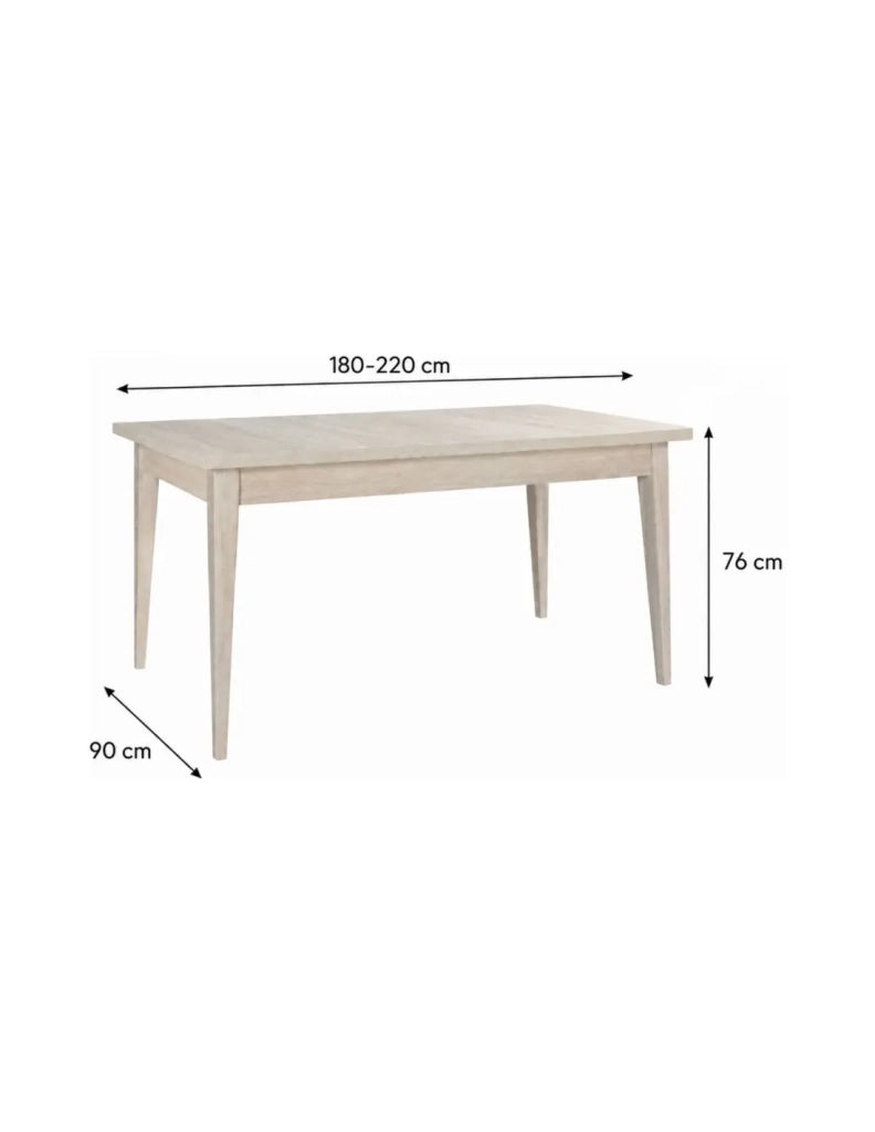 Sala da pranzo completa MALMO con tavolo allungabile e vetrina LED - Rovere chiaro e bianco